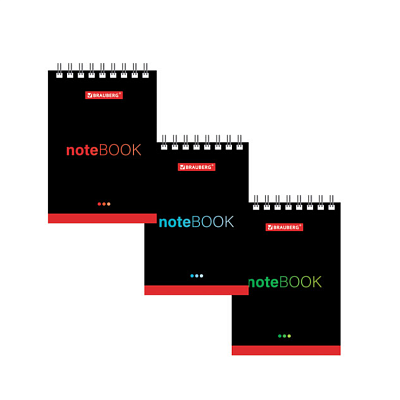 Блокнот формат А-7, 40 листов "Черный стиль", блок в клетку, на спирали,  обложка мелованный картон, цвет черный