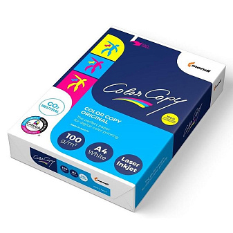 Бумага Color Copy А-4, плотность 100 г/м2, белизна 160%, яркость 98% ISO, 500 листов, каландрированная бумага для цветной и лазерной печати