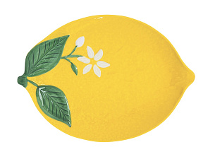 Блюдо овальное "Лимон", размер 30х22 см, фарфор, цвет желтый