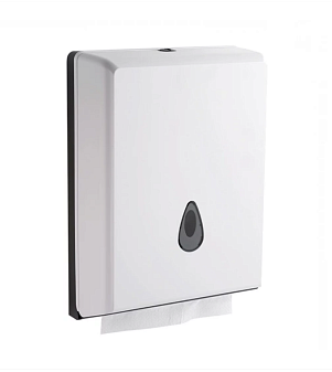 Полотенцедержатель для листовых полотенец Z- сложения KSITEX TH-8035A   рассчитан на 2-е упаковки полотенец, пластиковый, окно-индикатор, размеры: 350x250x100 мм, цвет белый