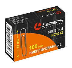 Скрепки 33 мм  "Lamark" никелированные, круглые 100 шт/упак