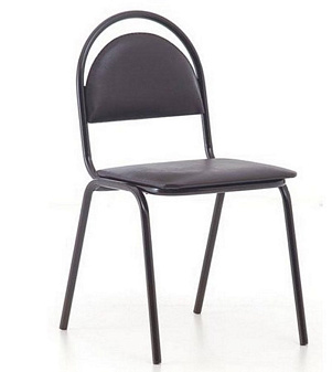 Стул Стандарт (СМ-7). Обивка - черная экокожа.Черный металлический каркас. Нагрузка до 100 кг.