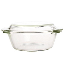 Форма для запекания "Bekker " объем 1 л круглая, жаропрочная, с ручками, с крышкой, стекло, размер 19,5х20х8 см 