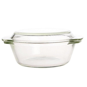 Форма для запекания "Bekker " объем 1 л круглая, жаропрочная, с ручками, с крышкой, стекло, размер 19,5х20х8 см 