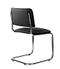 Стул Сильвия обивка - черная экокожа. Хромированные полозья. Без подлокотников. Нагрузка до 100 кг.
