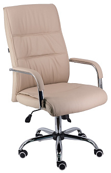 Кресло Everprof Bond TM. Обивка - экокожа, цвет бежевый, Хромированная крестовина, Механизм Топ-ган. Нагрузка до 120 кг.