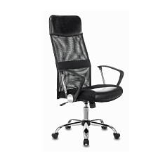 Кресло руководителя CH-600SL/LUX/BLACK спинка чёрная сетка, сиденье чёрная экокожа .Хромированное пятилучие.Пластиковые подлокотники.Механизм Топ-ган. Нагрузка до 120 кг.