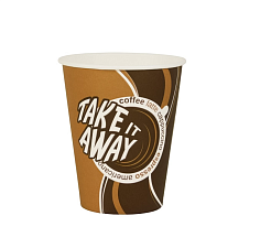 Стакан одноразовый картонный 165 мл Take away (с печатью) для горячего и холодного 50шт/уп.