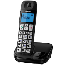 Телефон радио PANASONIC KX-TGE110RUB на подставке, телефонный справочник на 50 имен, подсветка дисплея и кнопок, будильник, поиск трубки,  AOH/Caller ID, цвет черный