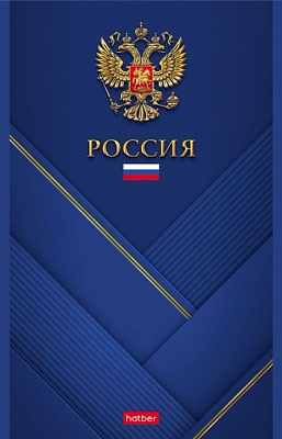 Блокнот формат А5, 96 листов "Россия", блок в клетку, на скобе, обложка картон, цвет синий 