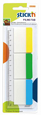 Закладки самоклеящиеся пластиковые "Stick N" HOPAX" размер 37x50мм, 3 цвета по 10 листов, на линейке с цветным краем, европодвес