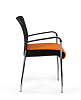Стул Афродита Люкс. Спинка - черная сетка, сиденье - оранжевая сетка-ткань. Хромированный каркас, пластиковые подлокотники. Нагрузка до 100 кг.