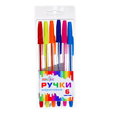 Ручка шариковая ClipStudio  в наборе 6 цветов, 0,7 мм, ClipStudio прозрачный корпус