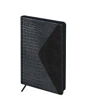 Ежедневник А5 датированный 2026 BG "Reptile. Steel" 176 листов в линию, искусственная кожа, размер 145х205мм, ляссе, цвет чёрный, цветной срез, с резинкой, карман