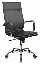 Кресло СН-993/black. Обивка - экокожа, цвет черный. Хромированная крестовина. Хромированные подлокотники. Механизм Топ-ган. Нагрузка до 120 кг.