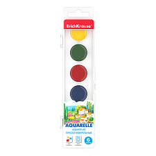 Краски акварельные 6 цветов ErichKrause, без кисти, в пластиковой упаковке с европодвесом