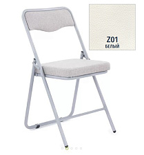 Стул складной Компакт Люкс GR  серая рама RAL 9006. Обивка - белая экокожа Z01. Нагрузка до 120 кг.