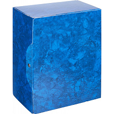 Папка бокс 150 мм , формат А4, ламинированный картон, на кнопке, цвет синий. Размер изделия - 240x150x330 мм.