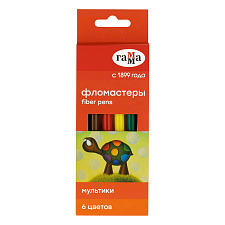 Фломастеры 6 цветов Гамма "Мультики" смываемые, картон. упаковка, европодвес, вентилируемый колпачок