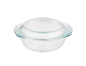 Форма для запекания "SATOSHI" объем 2 л круглая, жаропрочная, с ручками, с крышкой, стекло, размер 26,7х22,7х10,6 см 