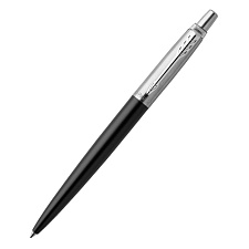 Ручка PARKER Jotter Essential Satin Black CT M, синий стержень, корпус: нержавеющая сталь/лак/хром,  блистер