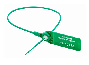 Пломба пластиковая номерная Цвет зеленый. Рабочая длина 330мм/Общая длина 415мм Диаметр гибкого элемента 2,3 мм, 10шт/уп