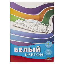 Картон белый "Апплика" формат А4, 16 листов, немелованый, односторонний, в папке