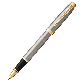 Роллер PARKЕR IM Metal Core T-321 Brushed Metal GT F цвет- матовый металл, корпус латунь/лак/позолота, стержень черный, в подарочной упаковке