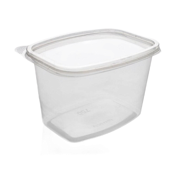 Контейнер одноразовый с крышкой 750 мл, прямоугольный, высокий, 100 шт/уп, размер 138х102х80мм 