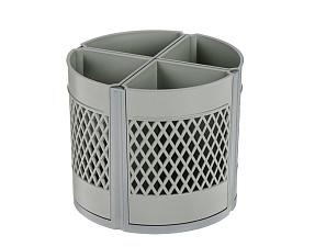 Подставка для канцелярских мелочей Квартет, пластик, цвет серый, разборная