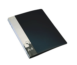 Папка на 2 кольца 40 мм  пластиковая "Бюрократ" с внутренним и торцевым карманом, цвет черный