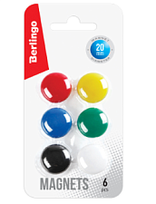 Магниты для доски 20 мм, 6 шт/уп, цветные, Berlingo