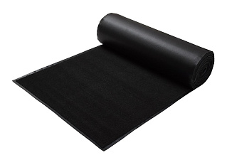 Коврик грязезащитныйVORTEX ширина 120см влаговпитывающий ворсовый ребристый с бордюром, материал - ПВХ/резина, цвет черный/Рулон 15м/Цена за метр
