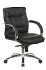 Кресло T-9927SL-LOW/BLACK. Обивка - кожа, цвет черный. Хромированная крестовина. Подлокотники хромированные с мягкими кожаными накладками, Нагрузка до 200 кг. Серия кресел: 40_314, 43_166. 