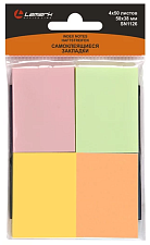 Клейкие закладки флажки бумажные "Lamark", размер 50х38мм, 50л х 4 пастельных цвета, 200 листов