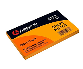 Блок самоклеящийся бумажный "Lamark" размер 76х127мм, 100 листов, неон оранжевый 