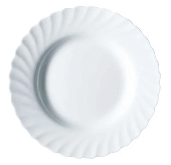 Тарелка суповая Luminarc "Trianon" (Трианон), диаметр 22 см, ударопрочное закаленное стекло, рельефная, цвет белый