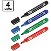 Набор маркеров перманентных 4 цвета"OfficeSpace "8004" пулевидный,  пишущий наконечник 3мм