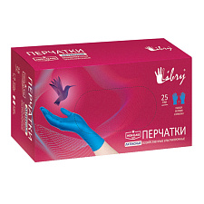 Перчатки латекс 25 пар/50 шт L (9) / Libry, цвет синие, сверхпрочные, вес пары370г