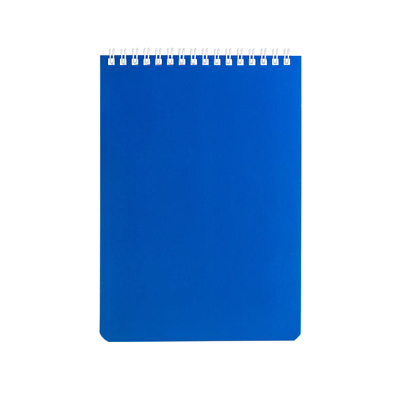 Блокнот формат А-5, 60листов BRAUBERG, блок в клетку, на спирали, обложка лакированный картон, перфорация на отрыв, плотность блока 60г/кв.м, цвет синий