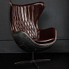 Кресло оригинальное Авиатор Egg Aviator  каркас алюминий, материал обивки экокожа, размеры ШхВхГ 80х110х90, цвет коричневый,  с механизмом качания