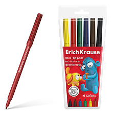 Фломастеры  6 цветов  ErichKrause "Jolly Friends Super Washable" смываемые, в пластиковой упаковке с европодвесом