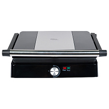Электрогриль OASIS GR-1N 2200 Вт, размер жарочной панели – 29x23 см. LED-индикаторы работы, ненагревающийся корпус, прорезиненные ножки, поддон для сбора масла, цвет серебристый/черный