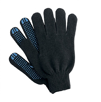 Перчатки Х/Б с ПВХ 10 пар/уп, 7-ми нитка/ 7,5 класс, вес 82 гр, цвет черный