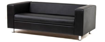 Диван Алекто 3-местный экокожа черный Ecotex 3001 (1 категория) 1770х830х700 мм (ШхГхВ)