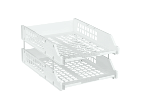 Лоток 2 отдела горизонтальный пластиковый на металлических стержнях, размеры 255х335х65 мм, цвет белый