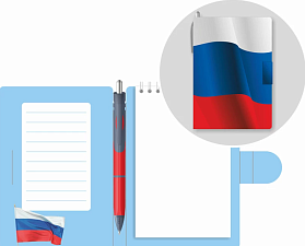 Блокнот формат А-6, 50 листов Lamark "Триколор", блок без линовки,на гребне, с ручкой, обложка картон, 3 дизайна