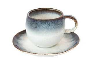 Чайная пара Nuances: чашка 120мл - 1шт, блюдце 12см - 1шт, материал фарфор, цвет белый/синий