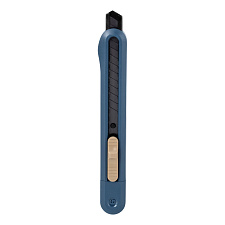 Нож канцелярский узкий 9мм с фиксатором Deli ENS063, металл сталь ,корпус  пластик. цвет синий