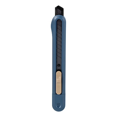 Нож канцелярский узкий 9мм с фиксатором Deli ENS063, металл сталь ,корпус  пластик. цвет синий